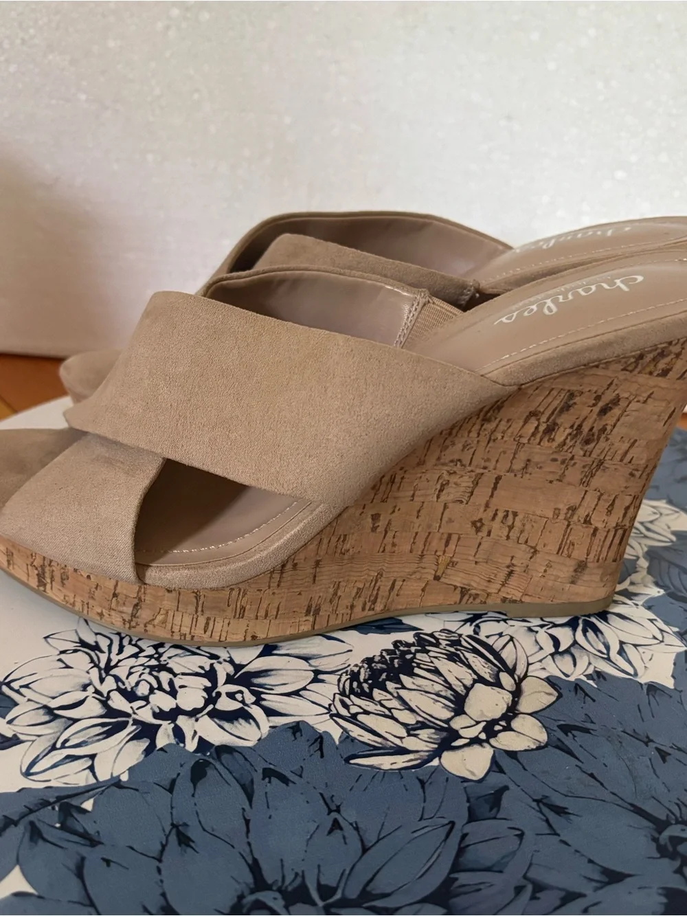 Charles by Charles David Beige Cork Wedge Sandals 8.5